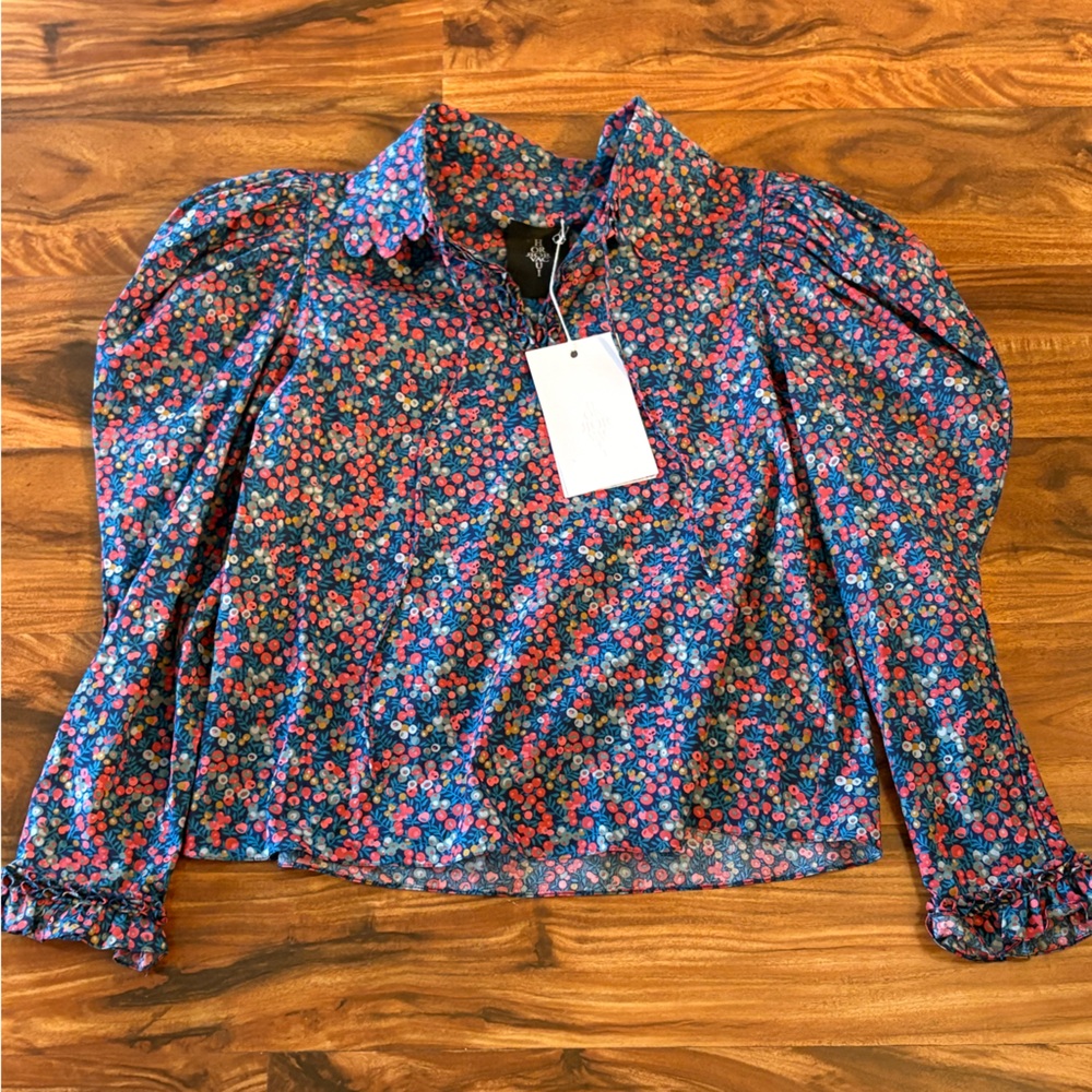 NWT HorrorVacui Liberty Of London Floral Blouse Small S Boho Puff Sleeve Shirt - Picture 6 of 12